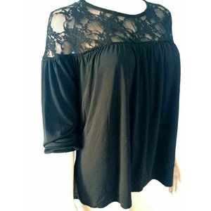 NWT Asos Women's Top Blouse Shirt Black Long Sleeve Lace Floral Size US 6 UK 10